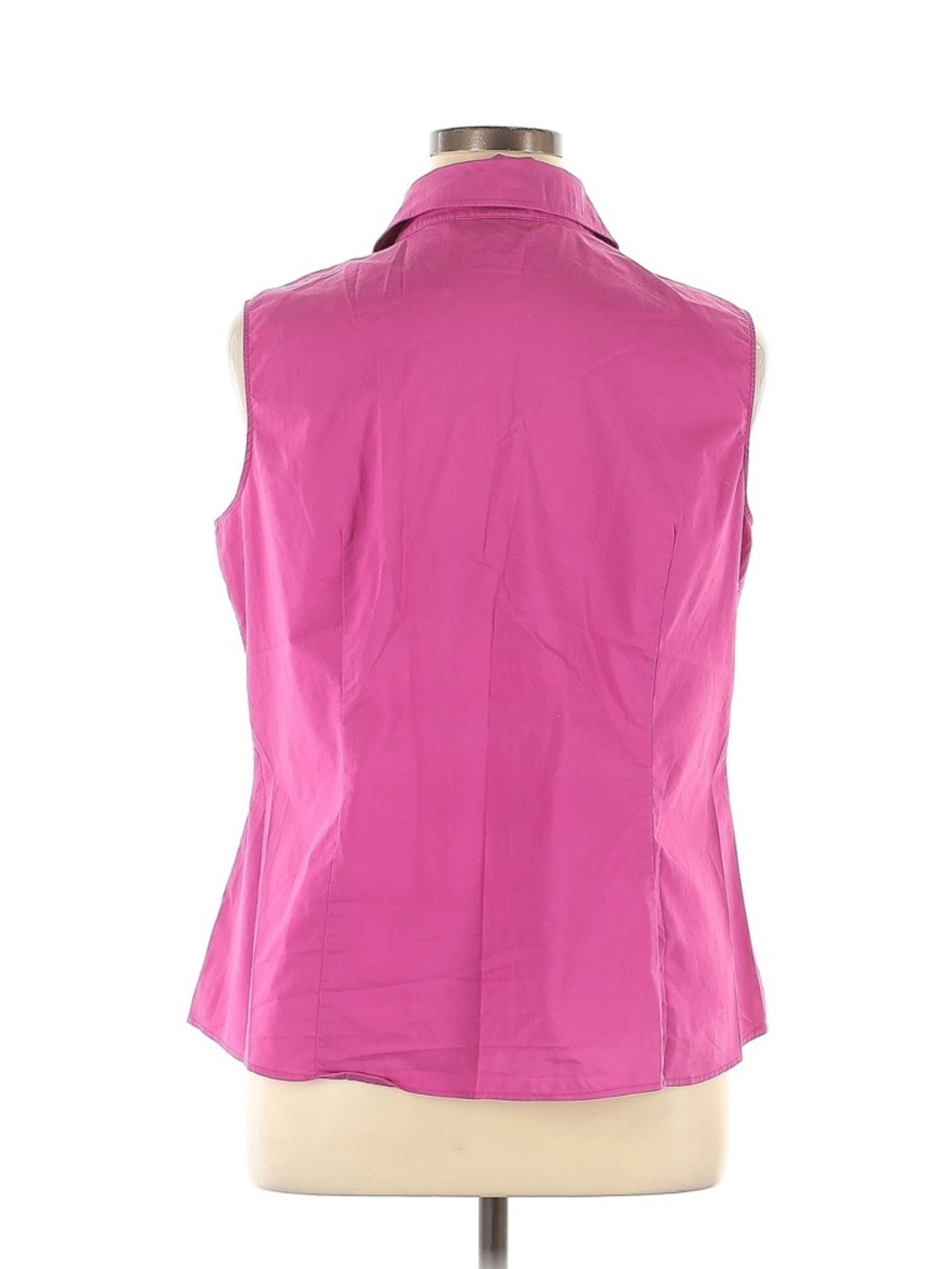 Size XL New York & Company Sleeveless Ruffle-Front Blouse - Fuchsia Pink - Picture 2 of 3